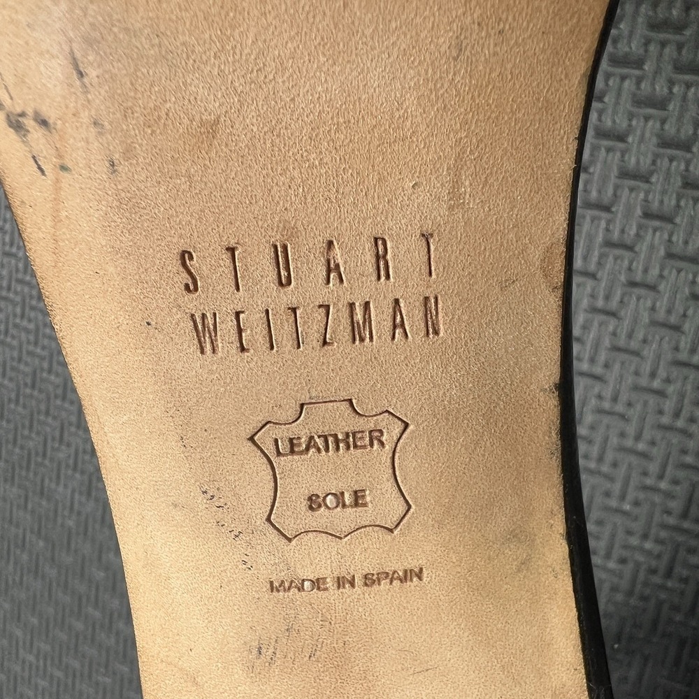 Stuart Weitzman Black Patent Nudist Sandals 11.5M Ankle Strap Stiletto Formal - Picture 11 of 16